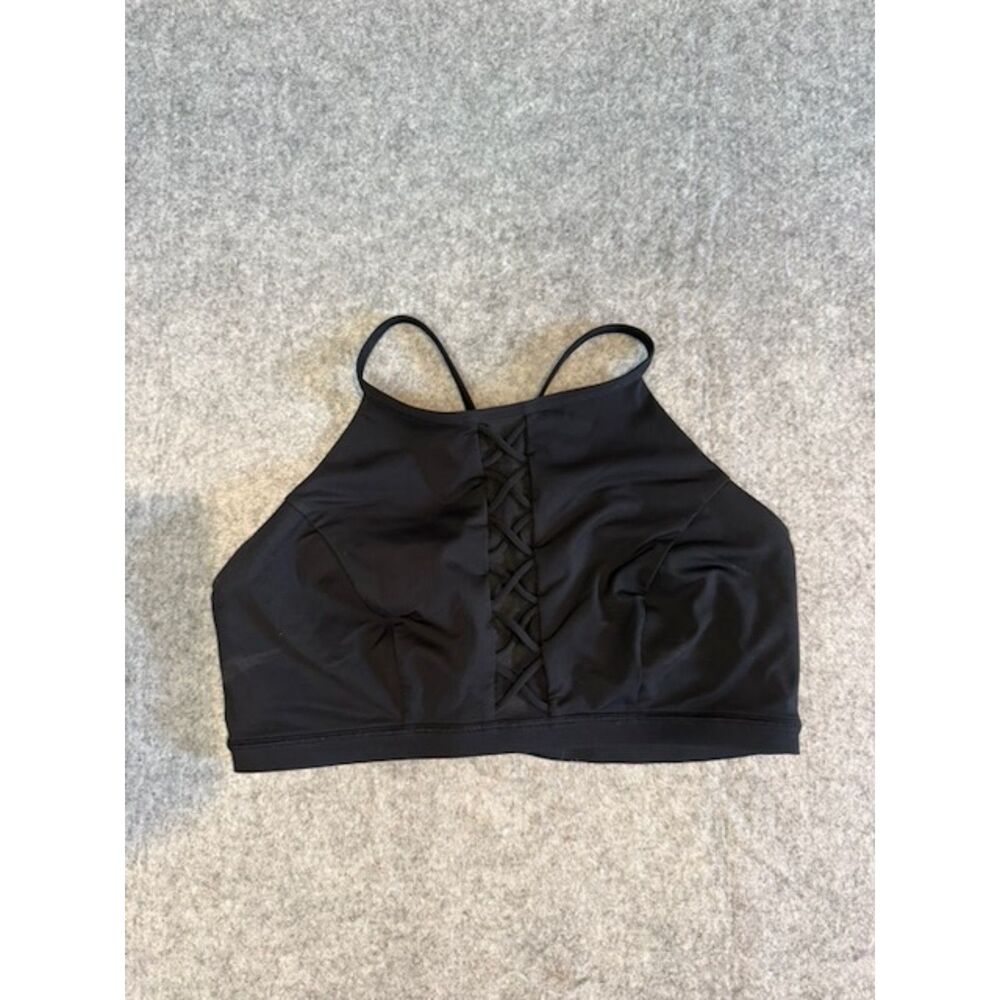 Lululemon Energy Bra High Neck Laced Black Strappy Sports Bra
